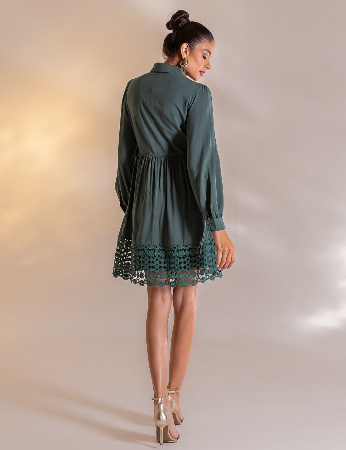 Vestido Curto Guipir Isadora - Verde