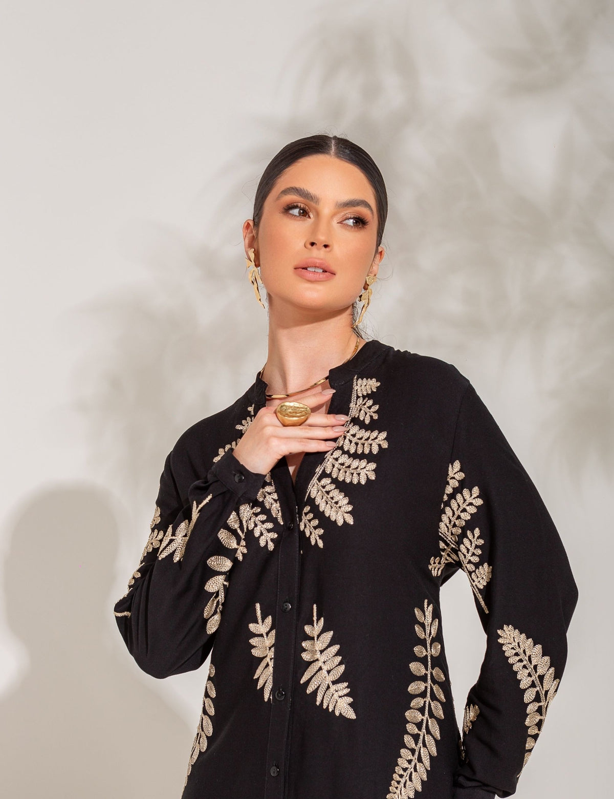 Chemise de Algodão Greta - Preto