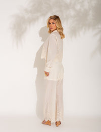 Conjunto de Algodão Bordado Betina - Bege