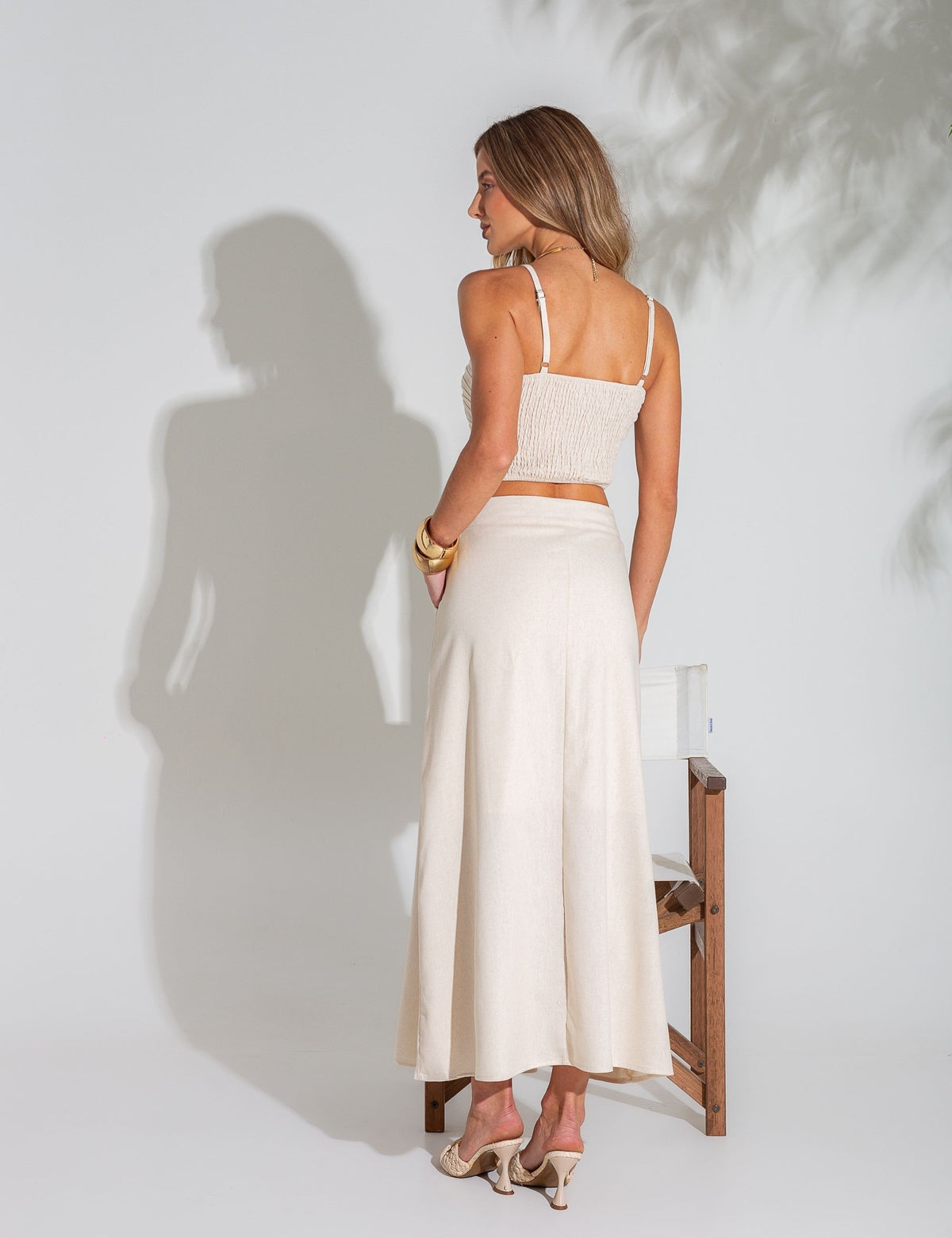 Conjunto de Algodão com Cropped Bordado Filipa - Cru