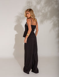 Conjunto de Calça e Blusa de Alça com Detalhes Anika - Preto