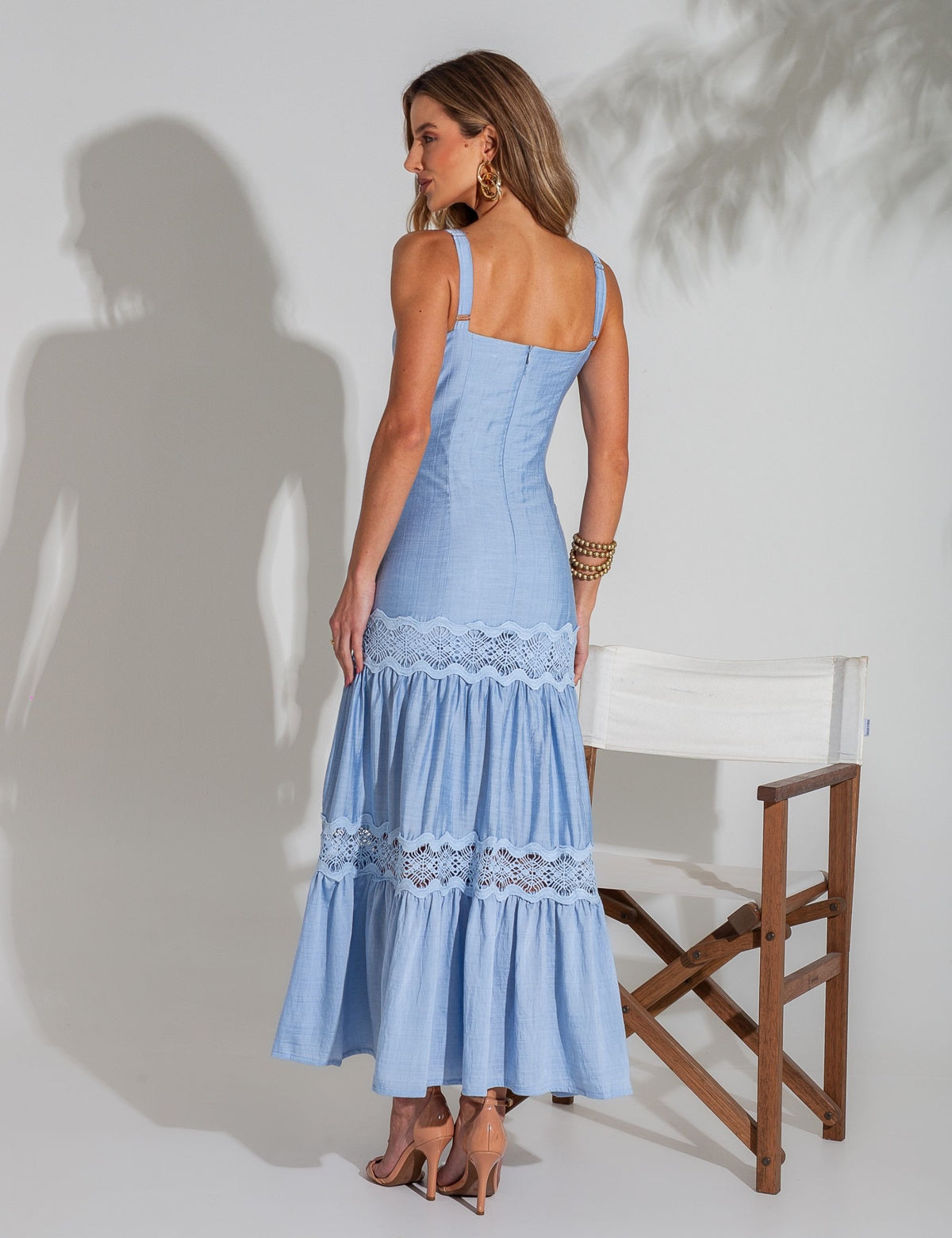 Vestido de Alça com Renda Cassiane - Azul