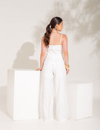 Conjunto de Calça e Blusa de Alça com Detalhes Anika - Branco