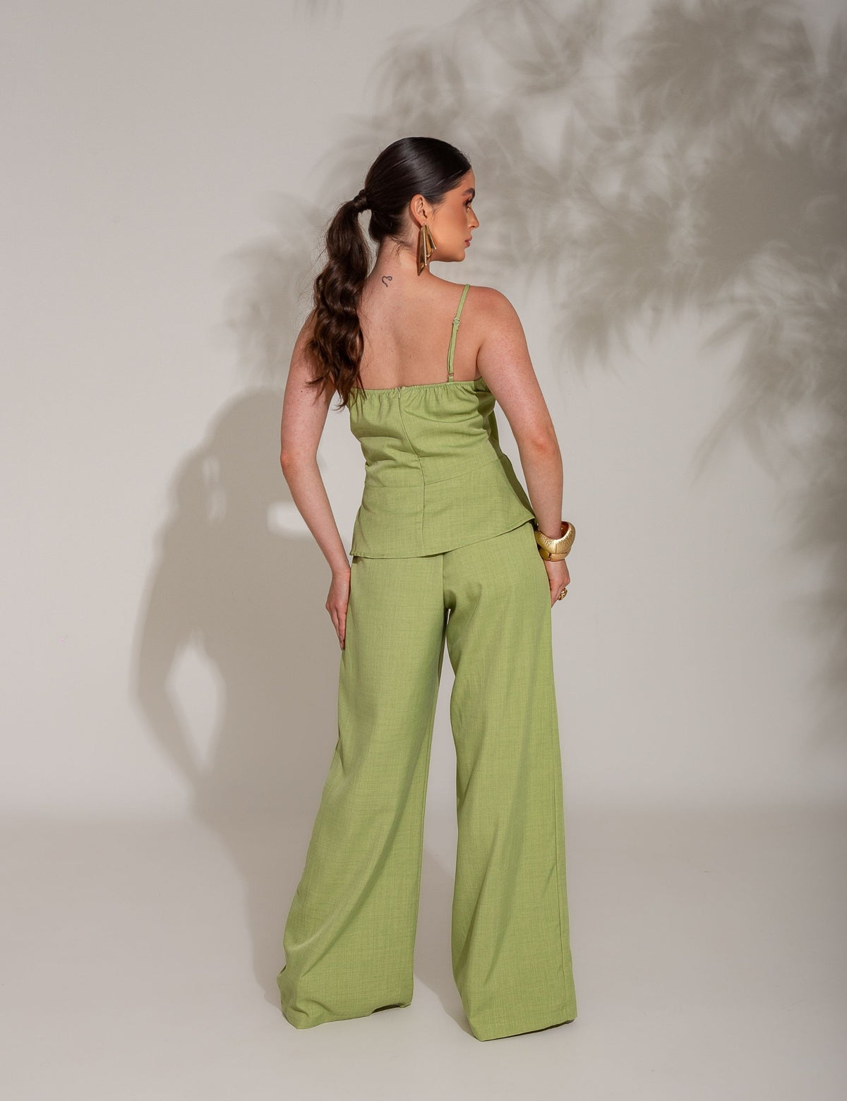 Conjunto de Calça e Blusa de Alça com Detalhes Anika - Verde