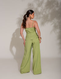 Conjunto de Calça e Blusa de Alça com Detalhes Anika - Verde