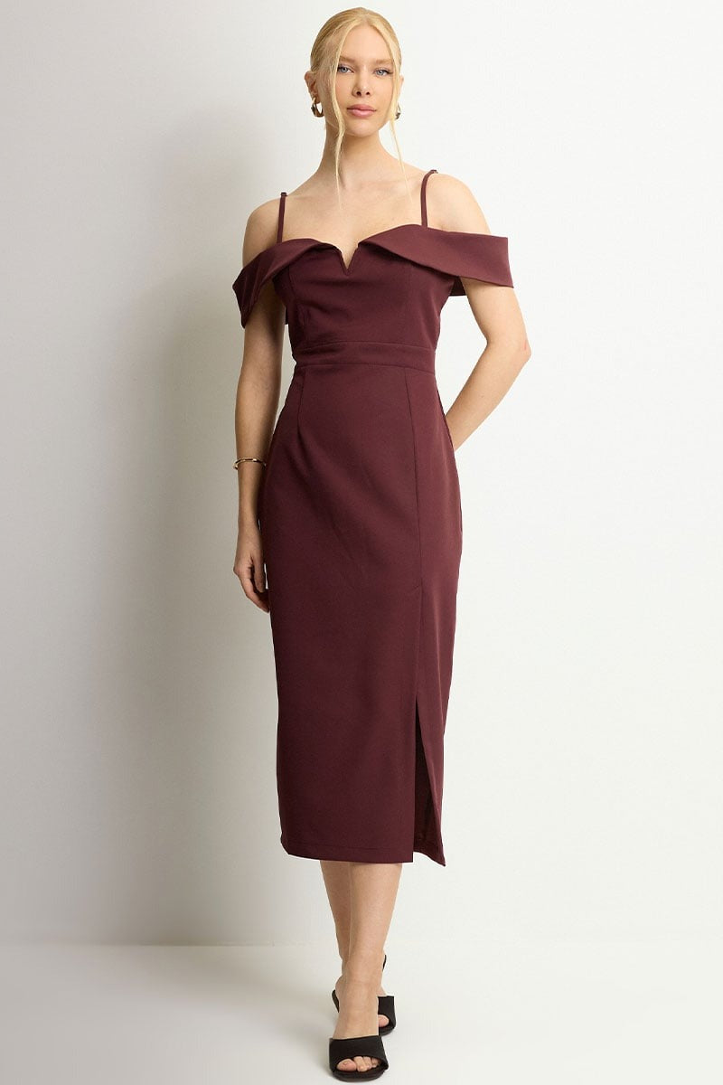 Vestido Clarita Midi - Vinho