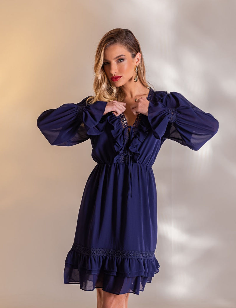 Vestido Curto Juliana - Azul Marinho