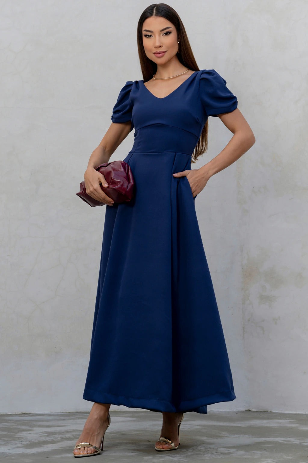Vestido Maxi Midi Penélope - Azul Marinho