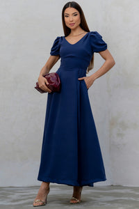 Vestido Maxi Midi Penélope - Azul Marinho