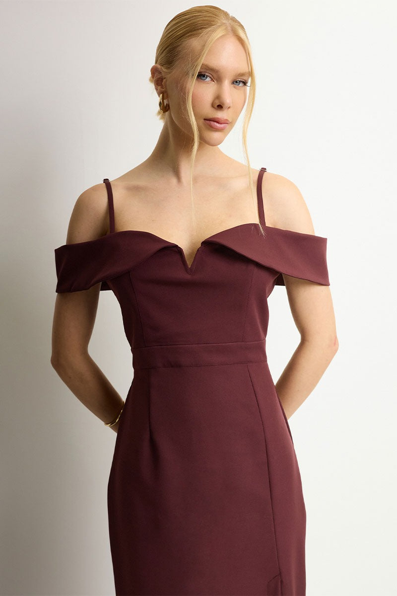 Vestido Clarita Midi - Vinho