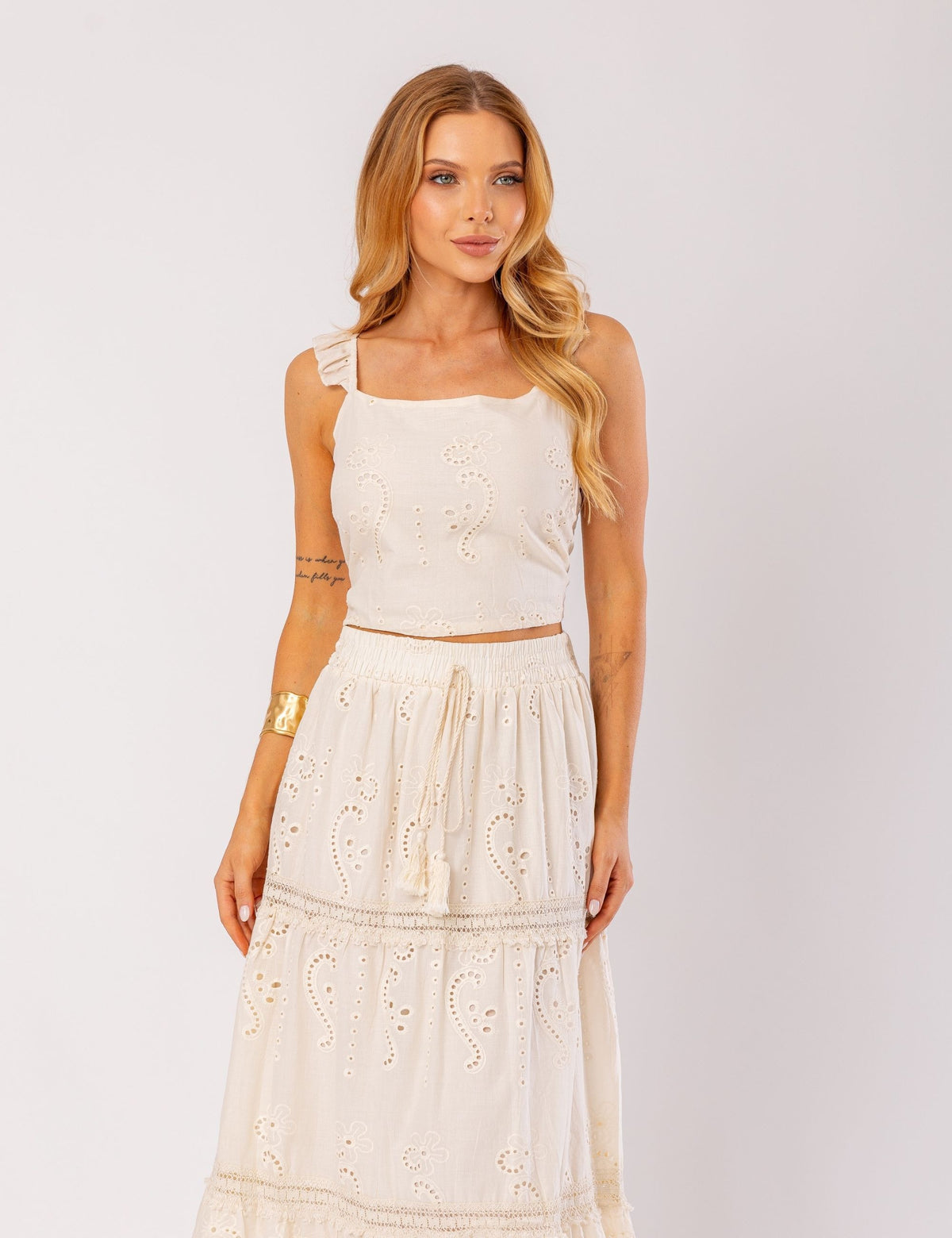 Conjunto de Algodão Bordado Melissande - Bege