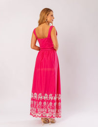 Conjunto de Algodão com Saia Bordada Pamela -  Rosa