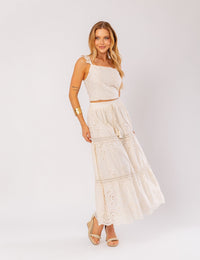 Conjunto de Algodão Bordado Melissande - Bege