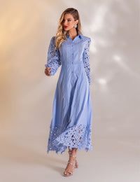 Vestido Midi Guipir Clarice - Azul