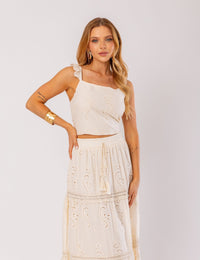 Conjunto de Algodão Bordado Melissande - Bege