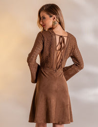 Vestido Curto Suede Vania - Marrom