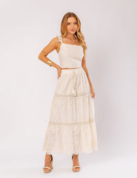 Conjunto de Algodão Bordado Melissande - Bege