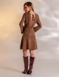 Vestido Curto Suede Vania - Marrom
