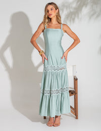 Vestido de Alça com Renda Cassiane - Verde