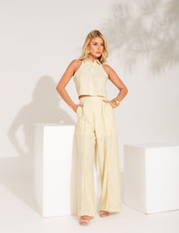 Conjunto de Linho com Viscose Bordado Ivana - Verde Claro