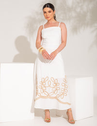 Conjunto de Algodão com Saia Bordada Dominique - Off White