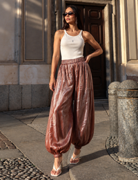 Calça Acetinada Ballon Solea - Marrom