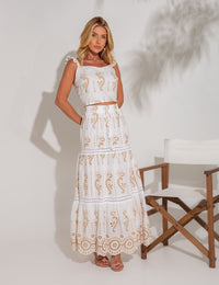 Conjunto de Algodão Bordado Melissande - Off White