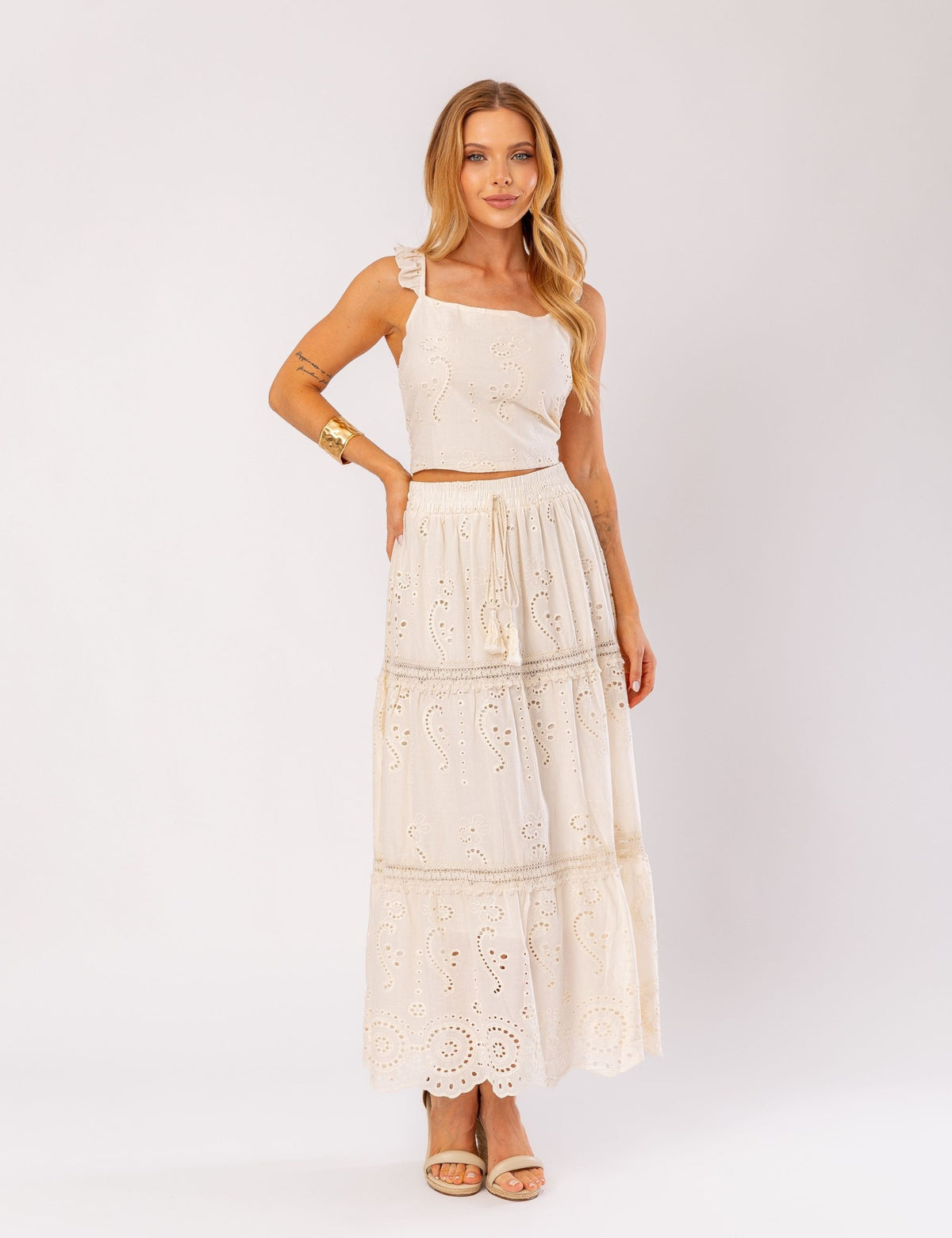 Conjunto de Algodão Bordado Melissande - Bege