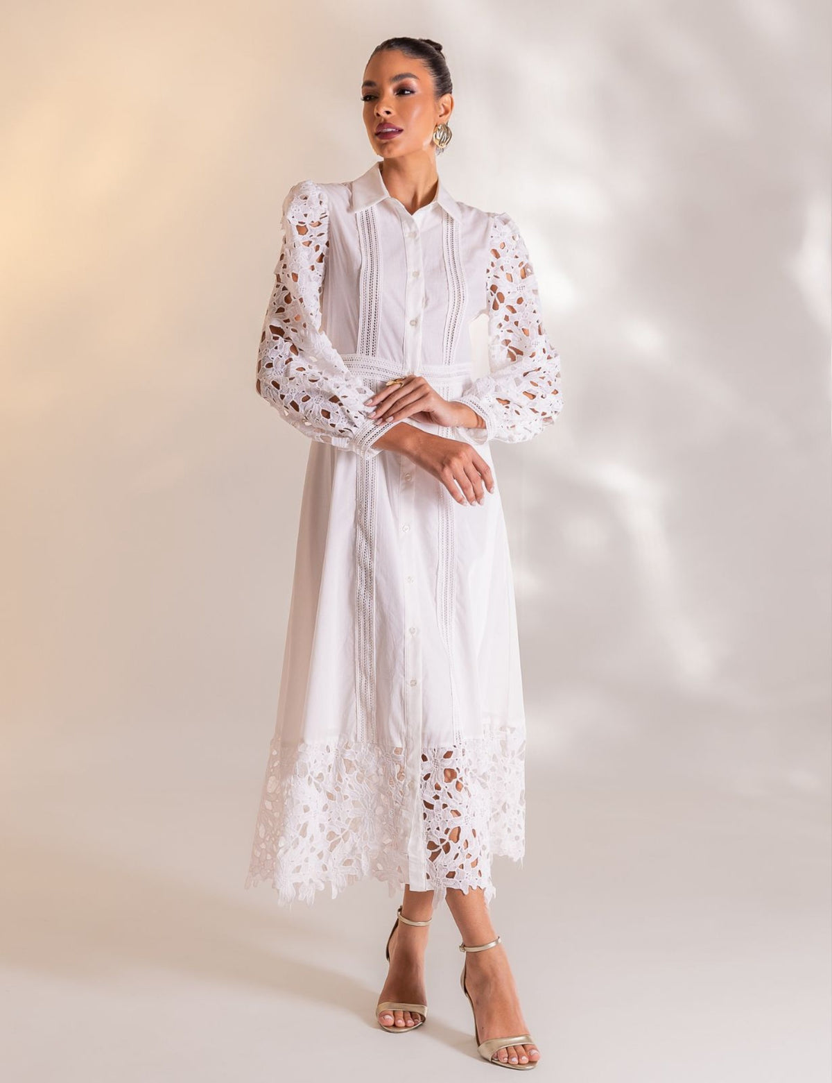Vestido Midi Guipir Clarice - Off White