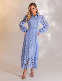 Vestido Midi Guipir Clarice - Azul