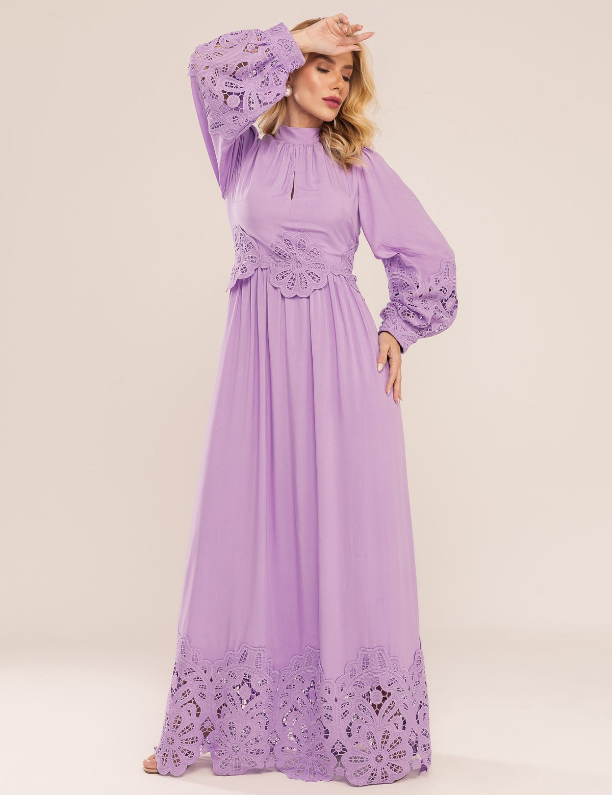 Vestido Lira com Renda - Lavanda