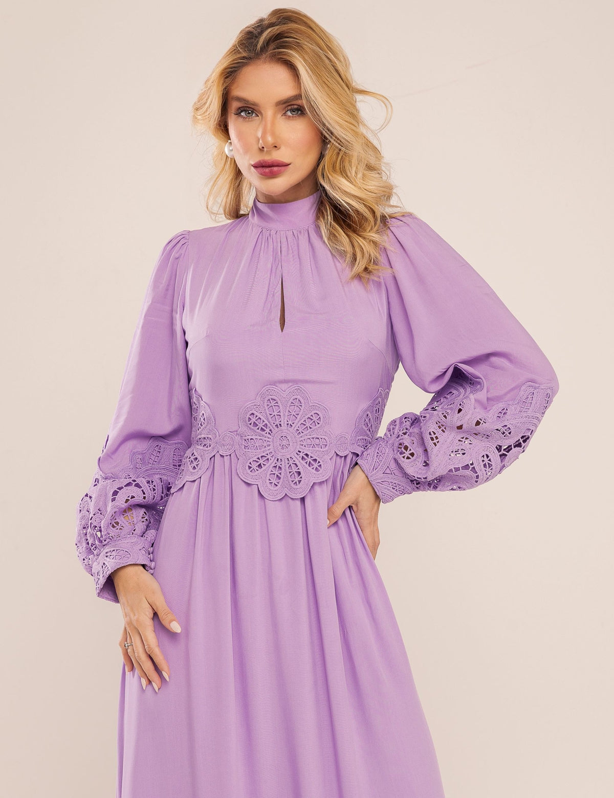 Vestido Lira com Renda - Lavanda