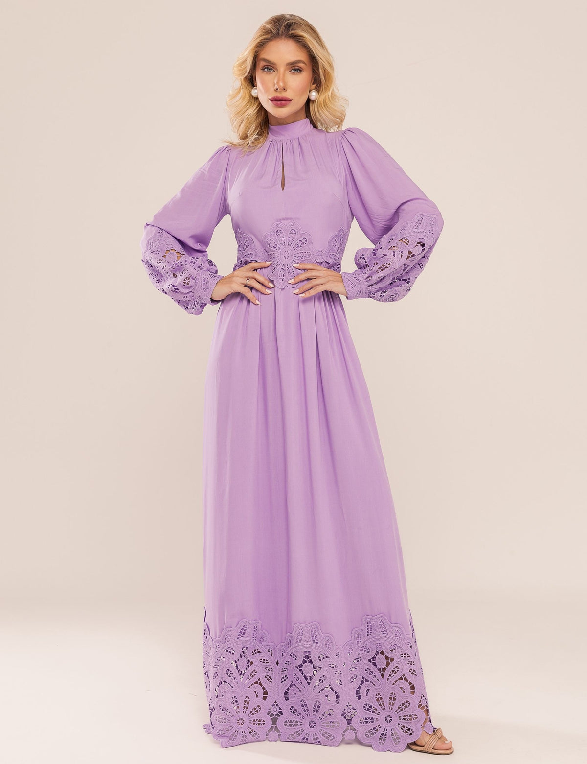 Vestido Lira com Renda - Lavanda