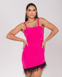 Vestido Miss Misses Tubinho Com Plumas - Pink