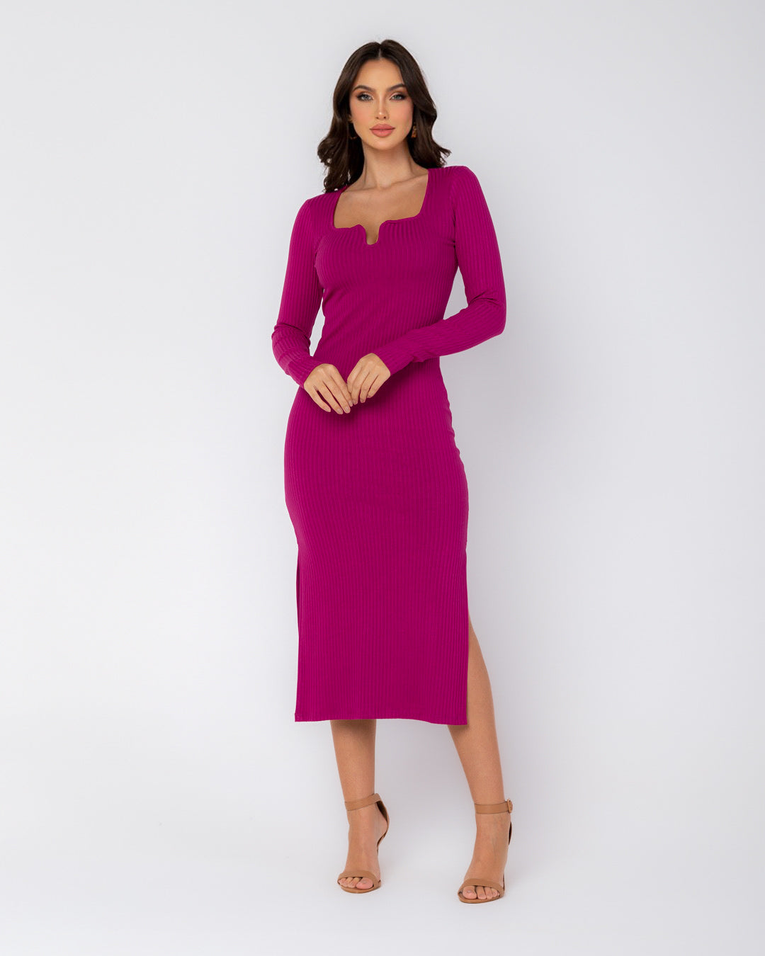 Vestido Miss Misses Midi Com Fenda - Roxo