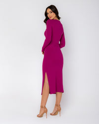 Vestido Miss Misses Midi Com Fenda - Roxo