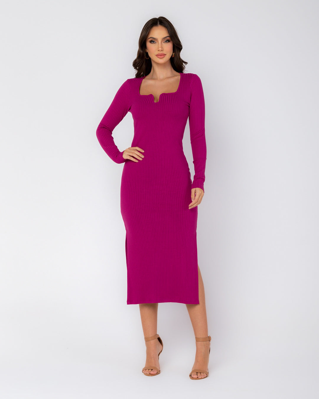 Vestido Miss Misses Midi Com Fenda - Roxo