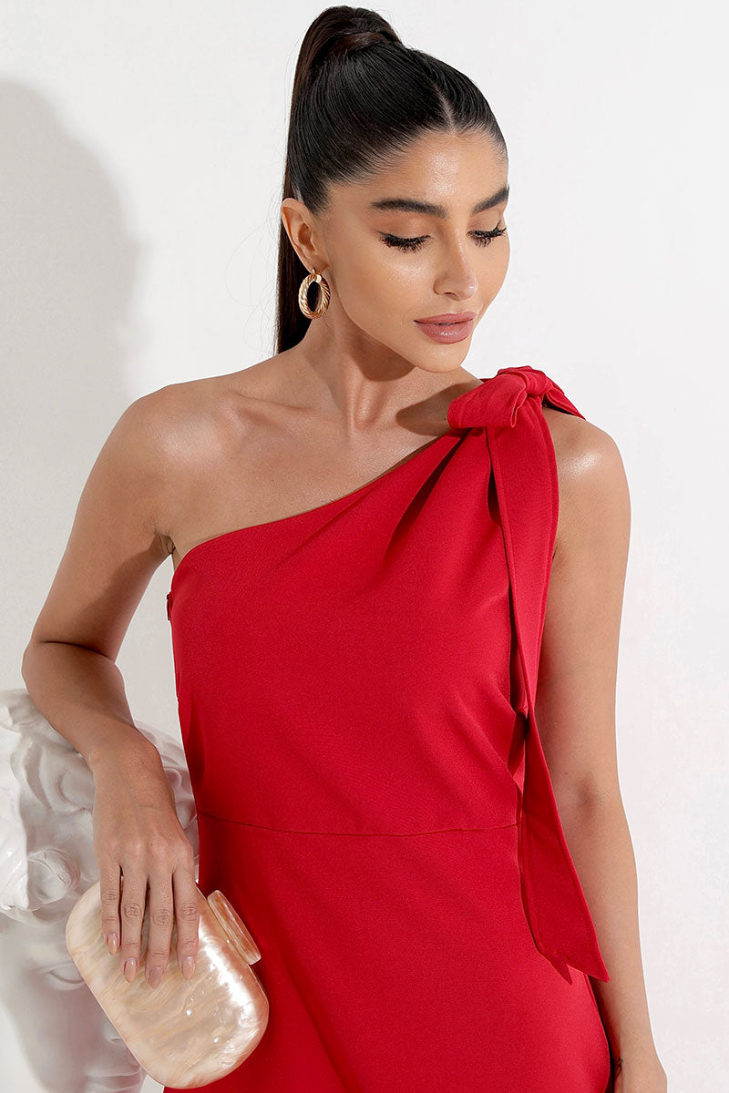 Vestido Talita Curto Um Ombro Só - Vermelho