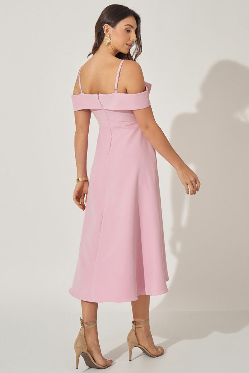Vestido Flavia Midi Rodado - Rosa