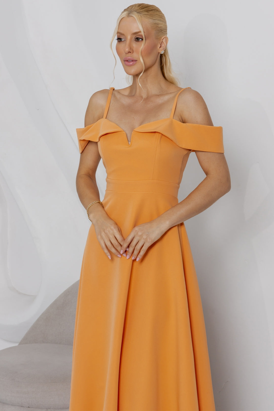 Vestido Flavia Midi Rodado - Laranja