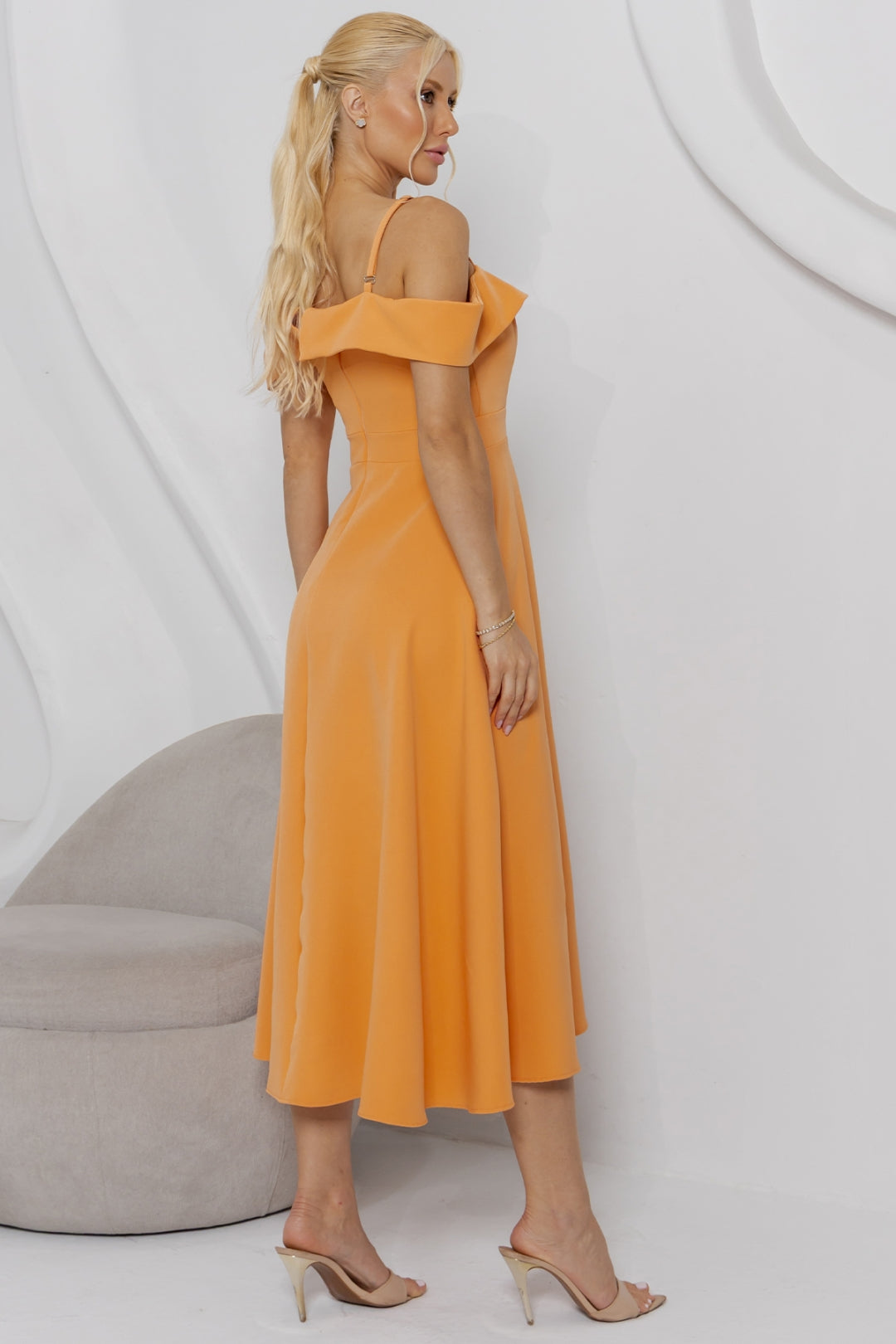 Vestido Flavia Midi Rodado - Laranja