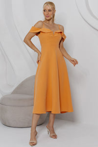 Vestido Flavia Midi Rodado - Laranja