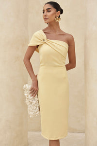 Vestido Miss Misses Midi Tomara Que Caia Com Detalhe Assimétrico - Amarelo