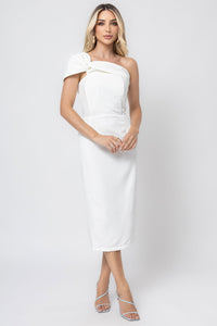 Vestido Miss Misses Midi Tomara Que Caia Com Detalhe Assimétrico - Off White