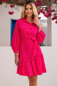 Vestido Karla Com Botőes e Faixa - Pink