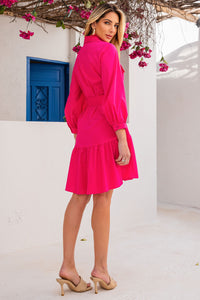 Vestido Karla Com Botőes e Faixa - Pink