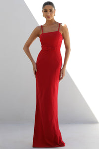 Vestido Barbara Longo Com Laço Vermelho