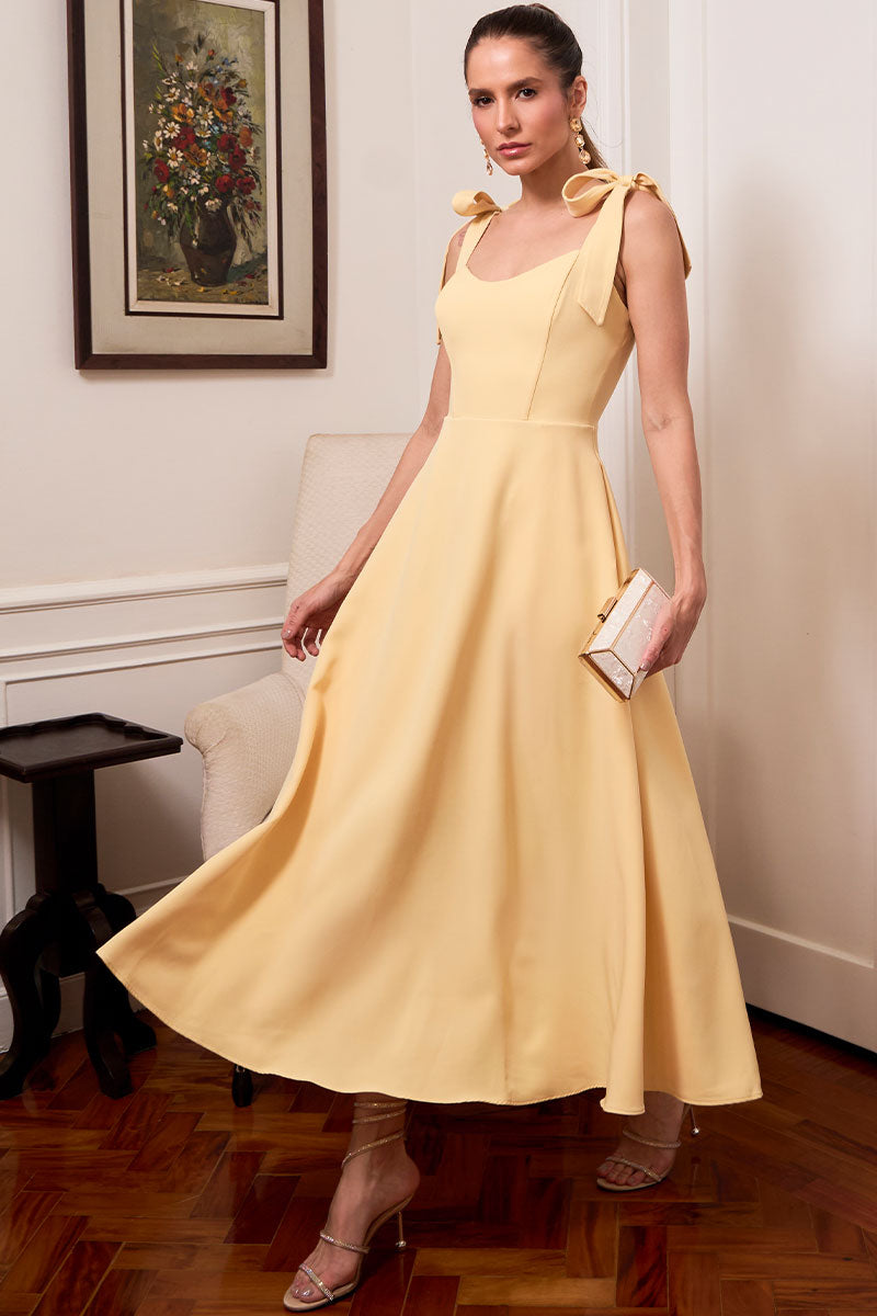 Vestido Katia Com Alça e Laço - Amarelo