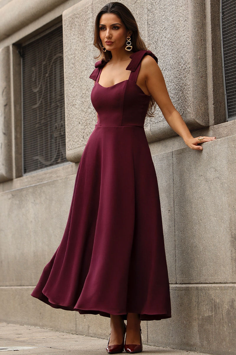 Vestido Kátia com Alça e Laço - Vinho