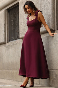 Vestido Kátia com Alça e Laço - Vinho